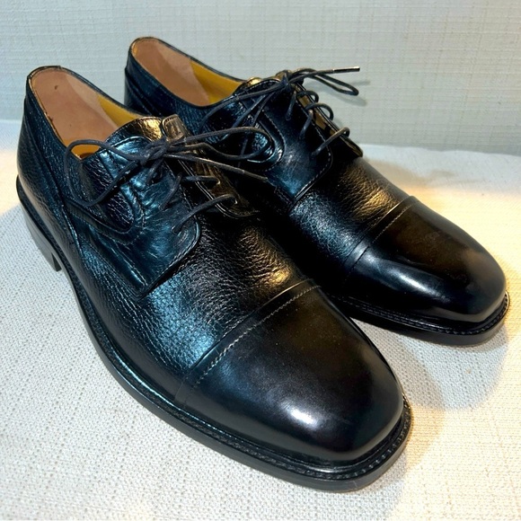 Johnston & Murphy Genuine Deerskin Black Cap Toe Oxfords Men’s Sz 9W Excellent main image 5